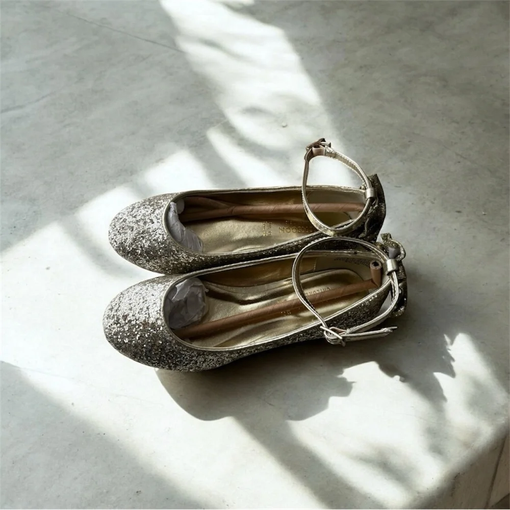 Monsoon Gold Glitter Ballet Flats